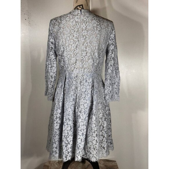 Erdem Fit and Flare Long Sleeve Lace Dress, Light Blue, Size US 10, UK 14 - Picture 4 of 6